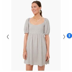 Tan and white gingham dress from Tuckernuck, brand Pomander Place